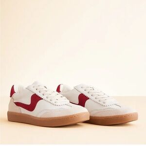 Dolce Vita Notice Leather Sneaker White and Red Size 6.5
